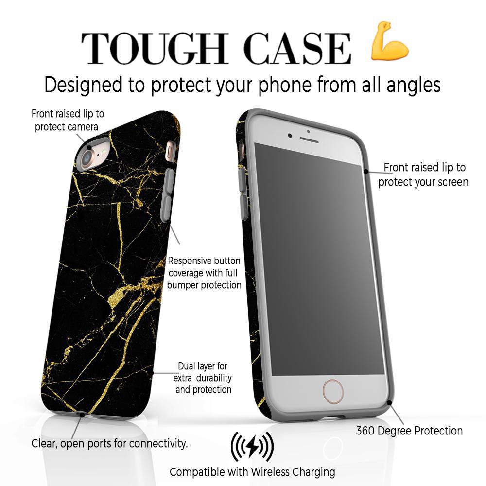 Personalised Black x Gold Marble Initials iPhone SE Case