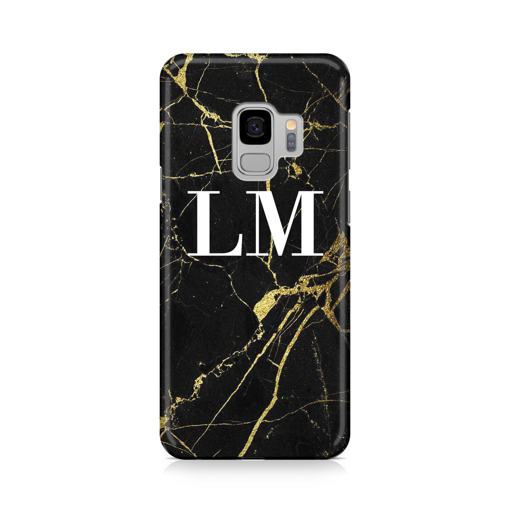 Personalised Black x Gold Marble Initials Samsung Galaxy S9 Case
