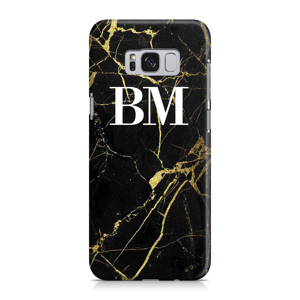 Personalised Black x Gold Marble Initials Samsung Galaxy S8 Case