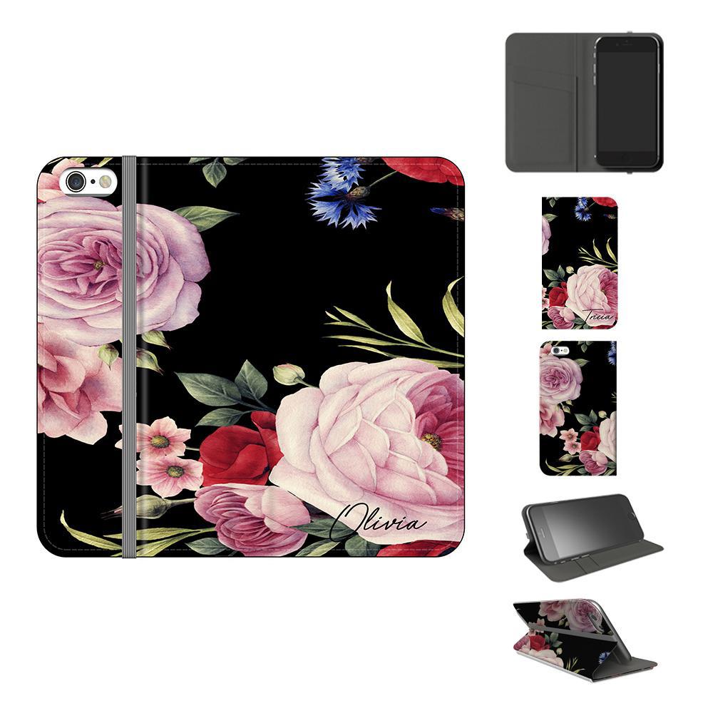 Personalised Black Floral Blossom Initials iPhone 7 Case