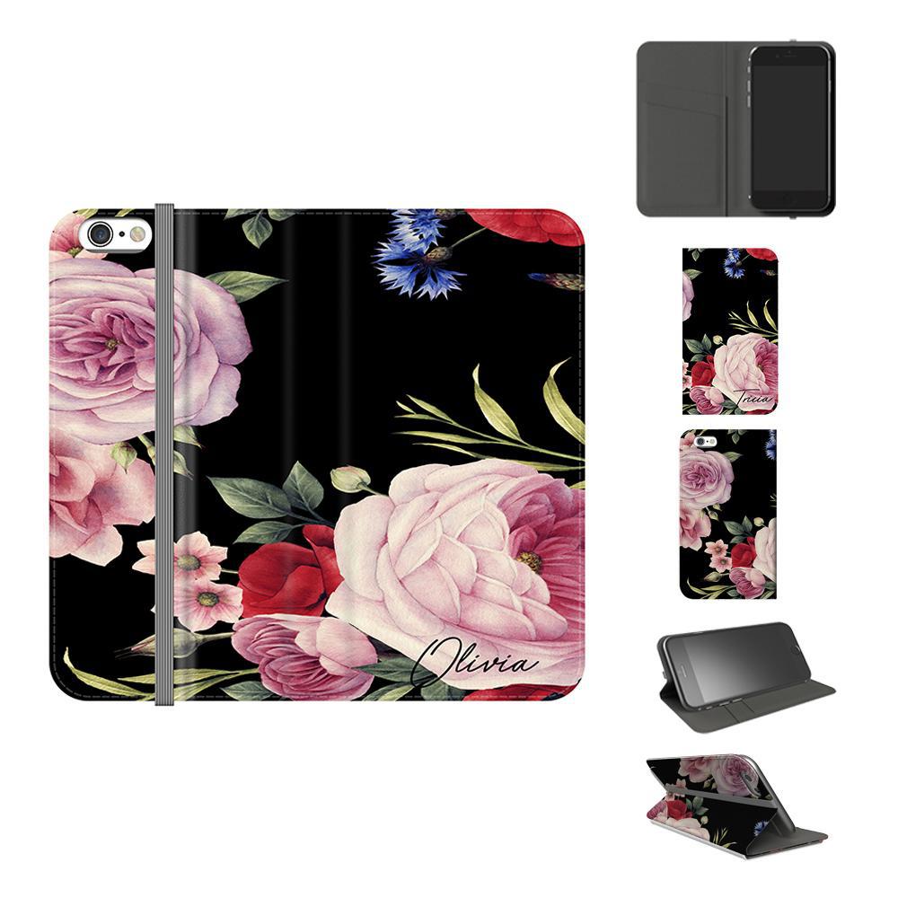 Personalised Black Floral Blossom Initials iPhone 6/6s Case
