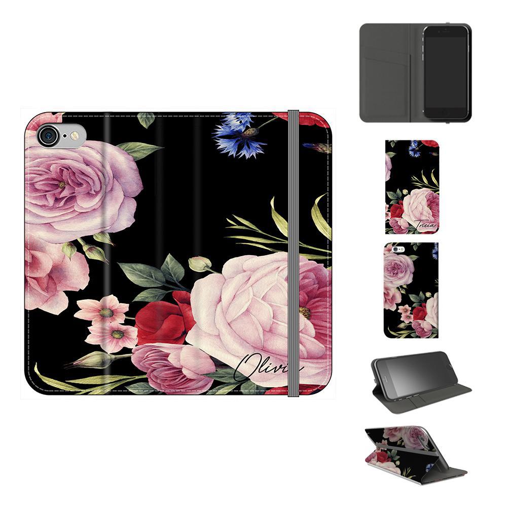 Personalised Black Floral Blossom Initials iPhone 8 Case