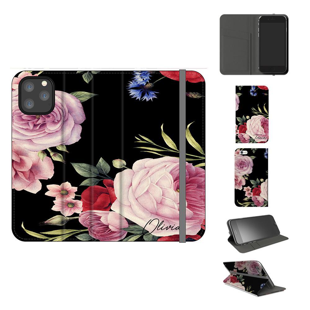 Personalised Black Floral Blossom Initials iPhone 11 Pro Max Case