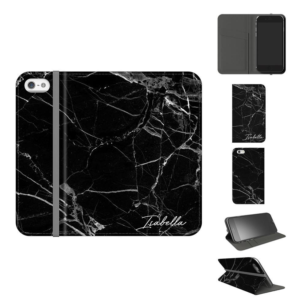 Personalised Black Marble Initials iPhone 5/5S/SE Case
