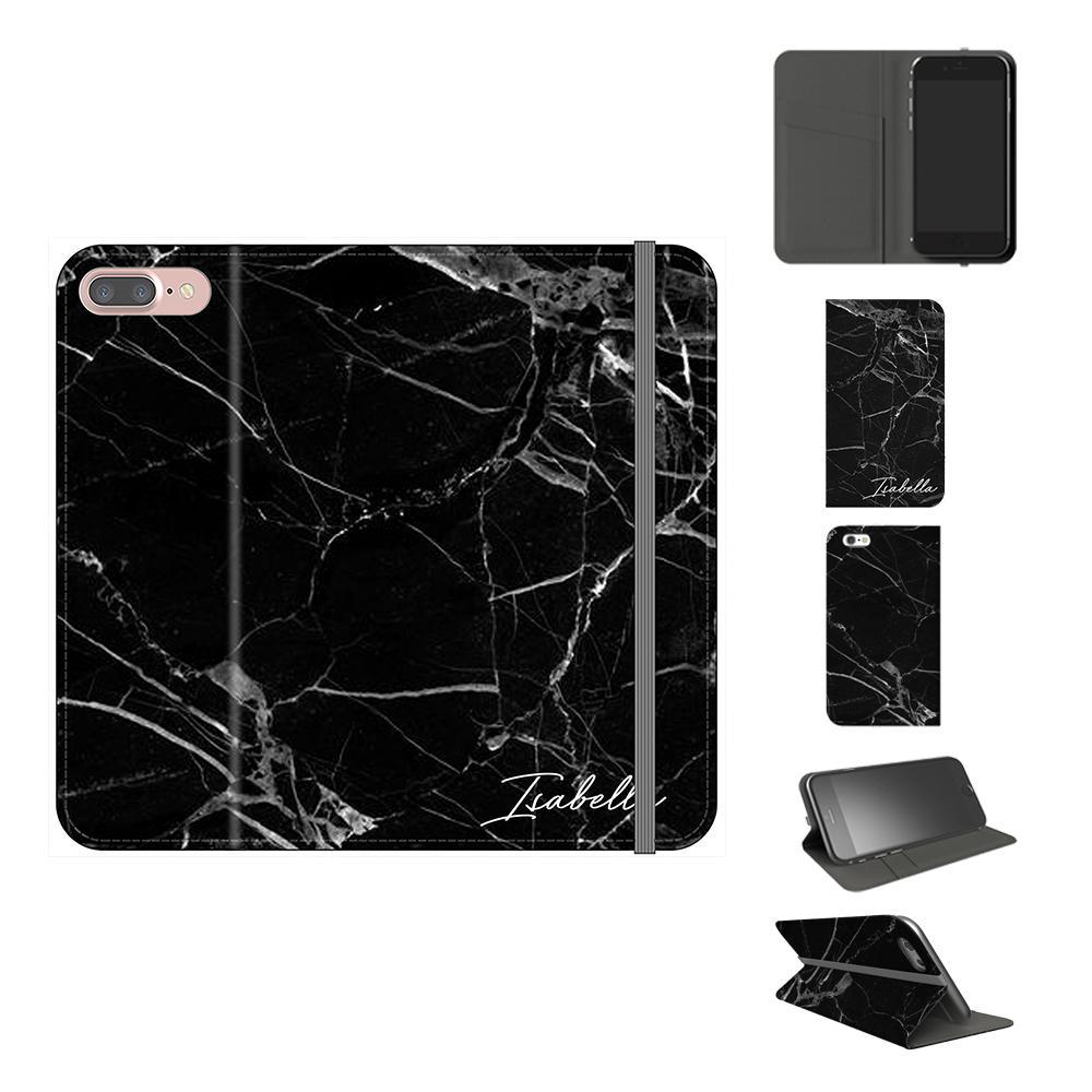 Personalised Black Marble Name Initials iPhone 7 Plus Case