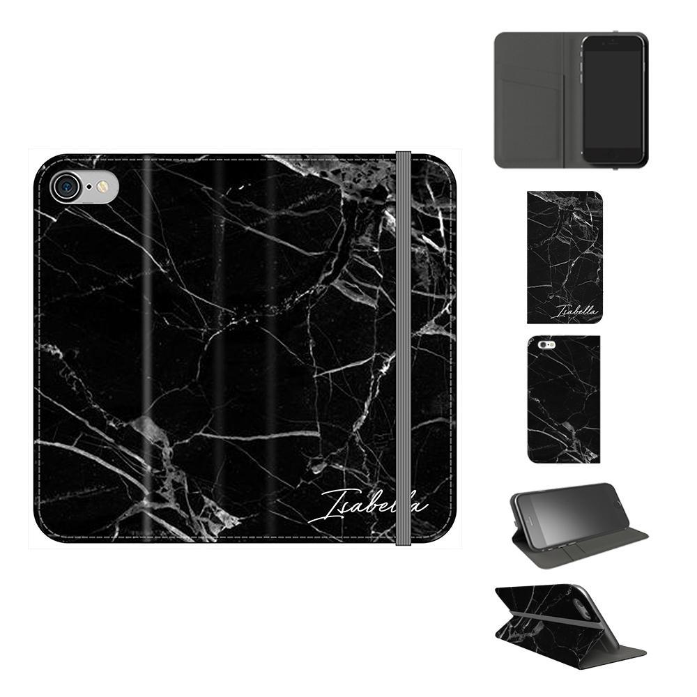 Personalised Black Marble Name iPhone SE Case