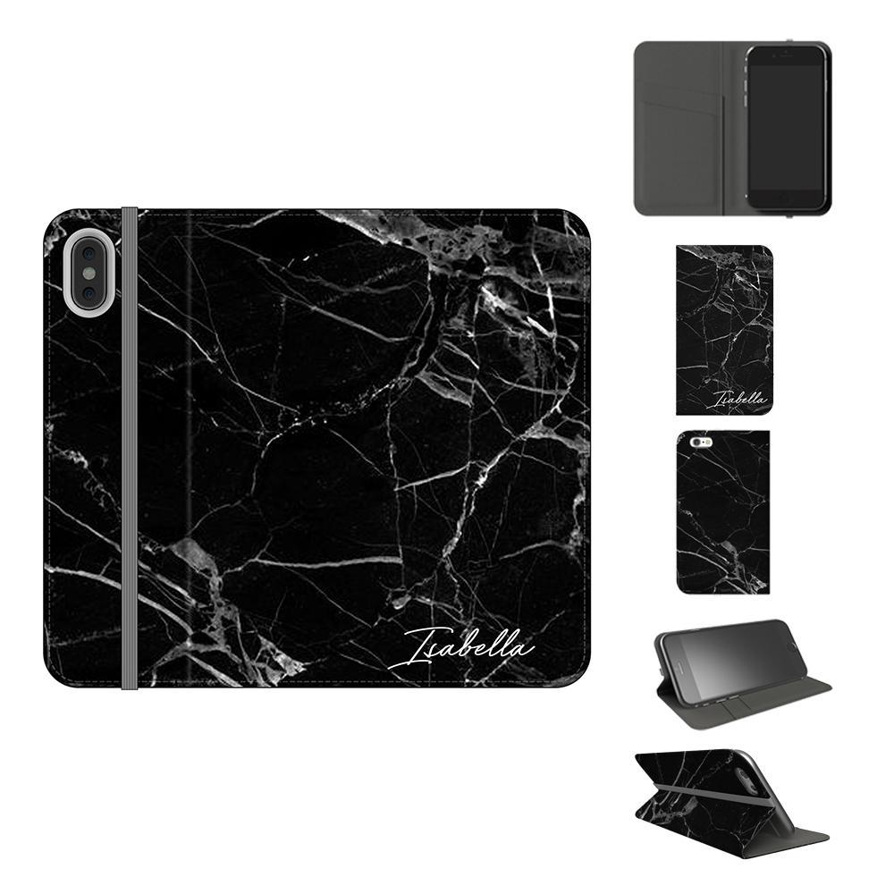 Personalised Black Marble Name iPhone XS Case