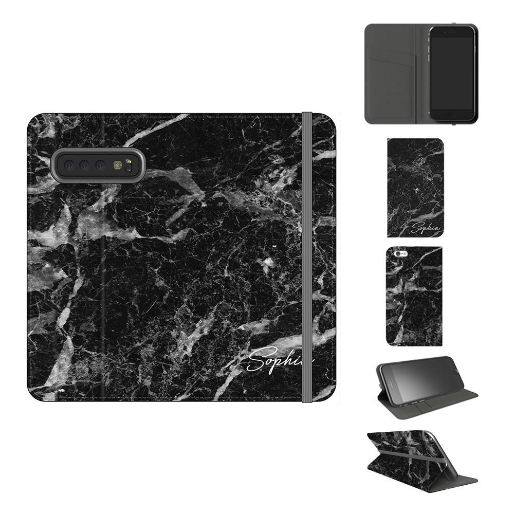 Personalised Black Stone Marble Initials Huawei P10 Plus Case