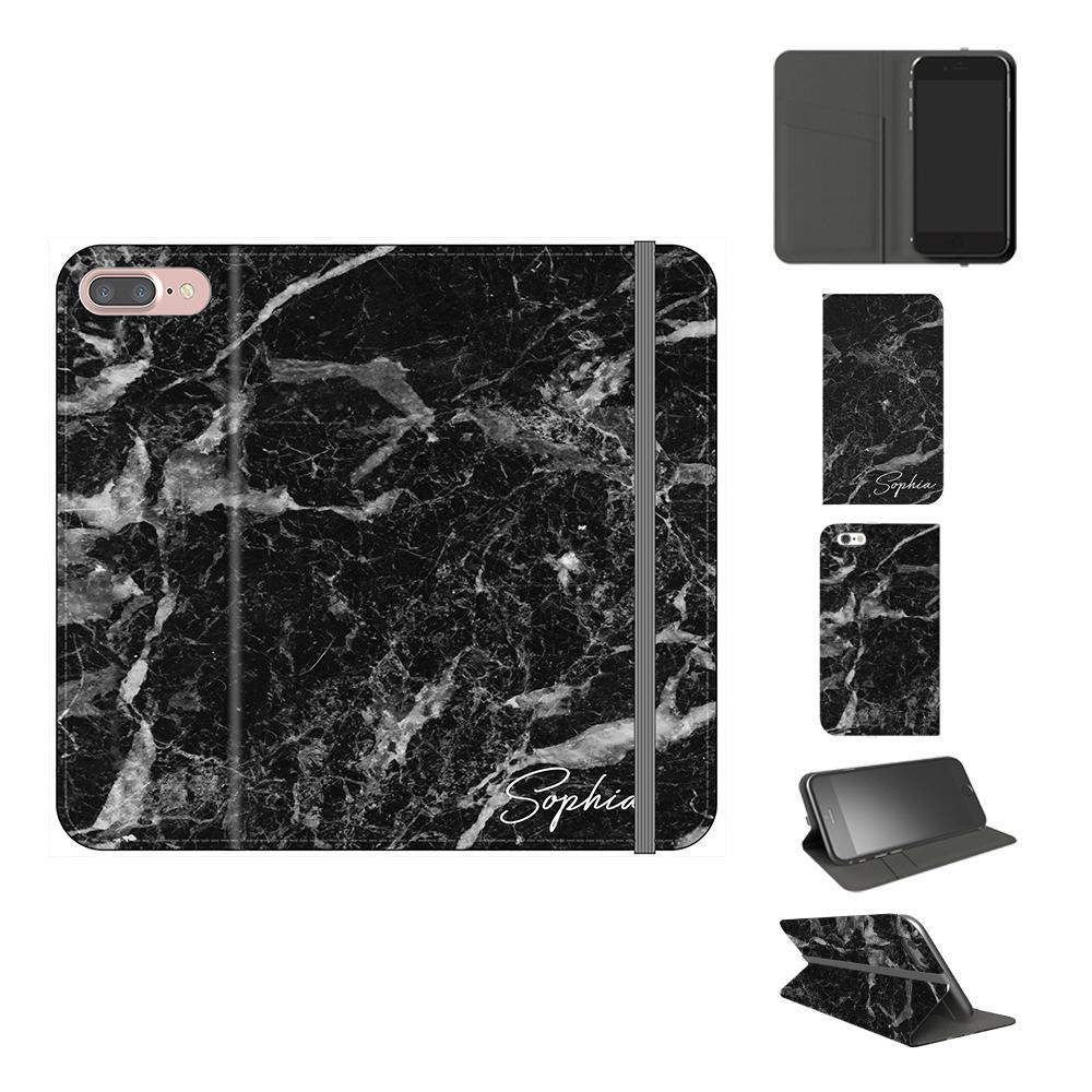 Personalised Black Stone Marble Initials iPhone 8 Plus Case