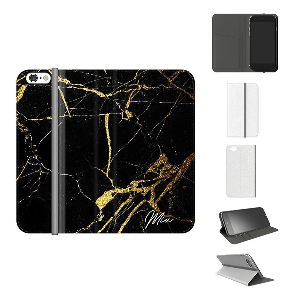 Personalised Black x Gold Marble Initials iPhone 6/6s Case