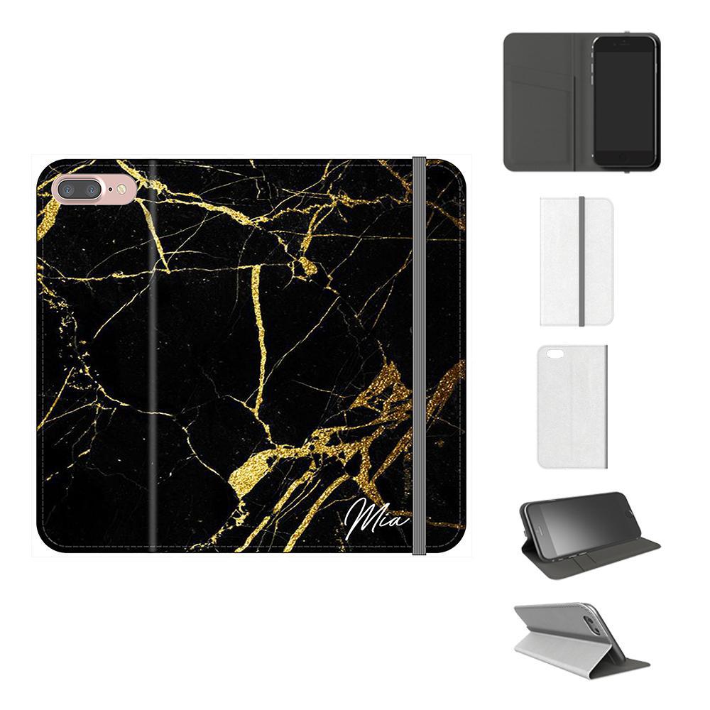 Personalised Black x Gold Marble Initials iPhone 8 Plus Case