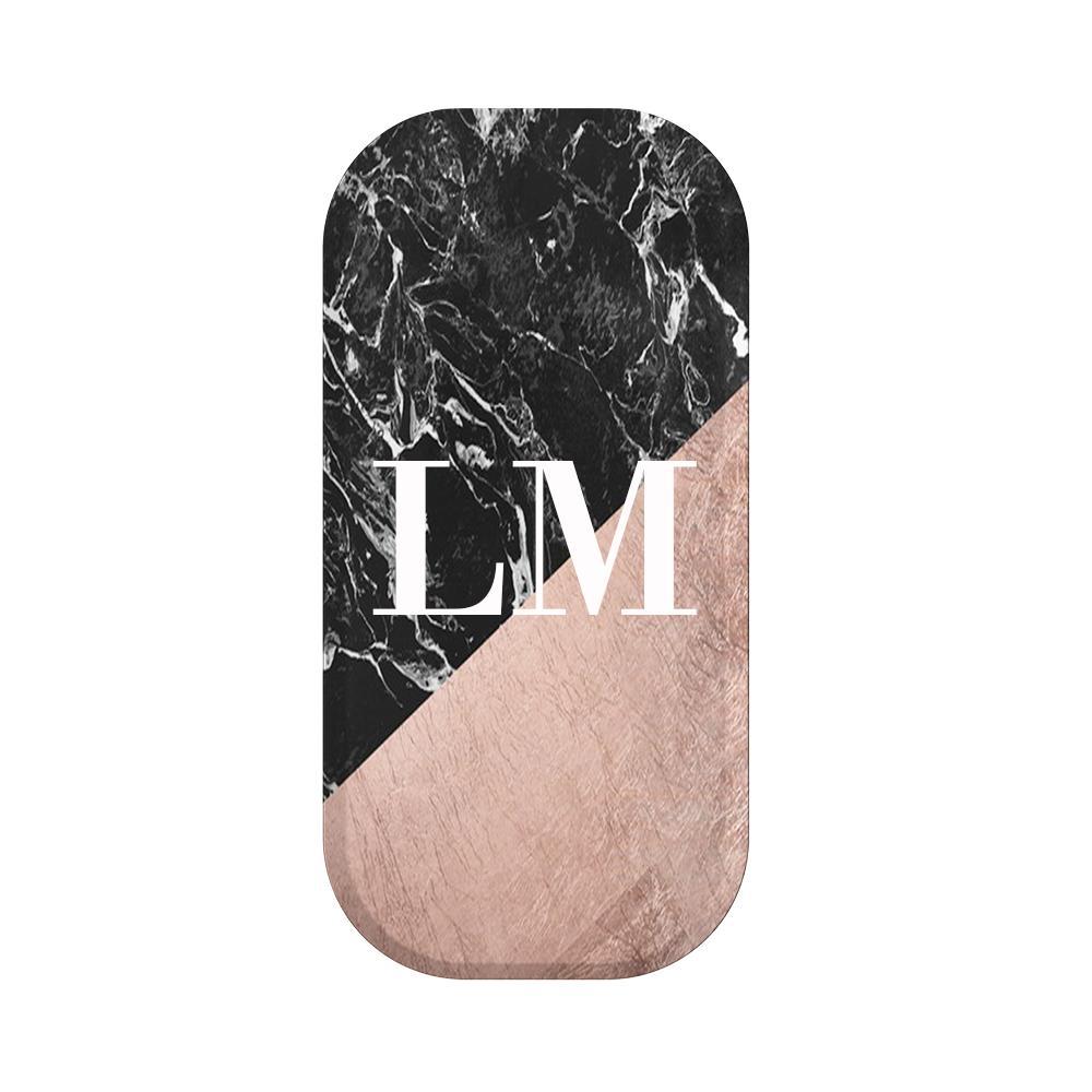Personalised Black x Rose Gold Marble Clickit Phone grip