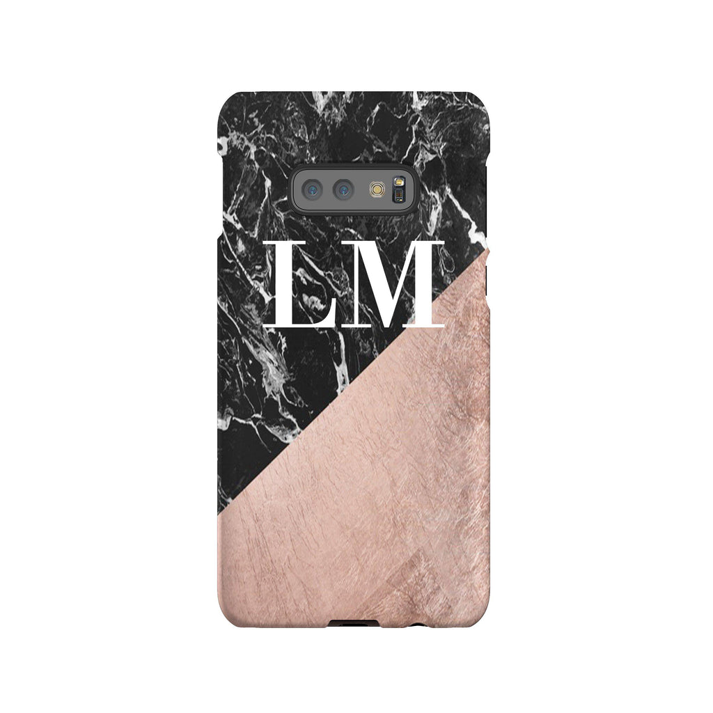 Personalised Black x Rose Gold Marble Samsung Galaxy S10e Case
