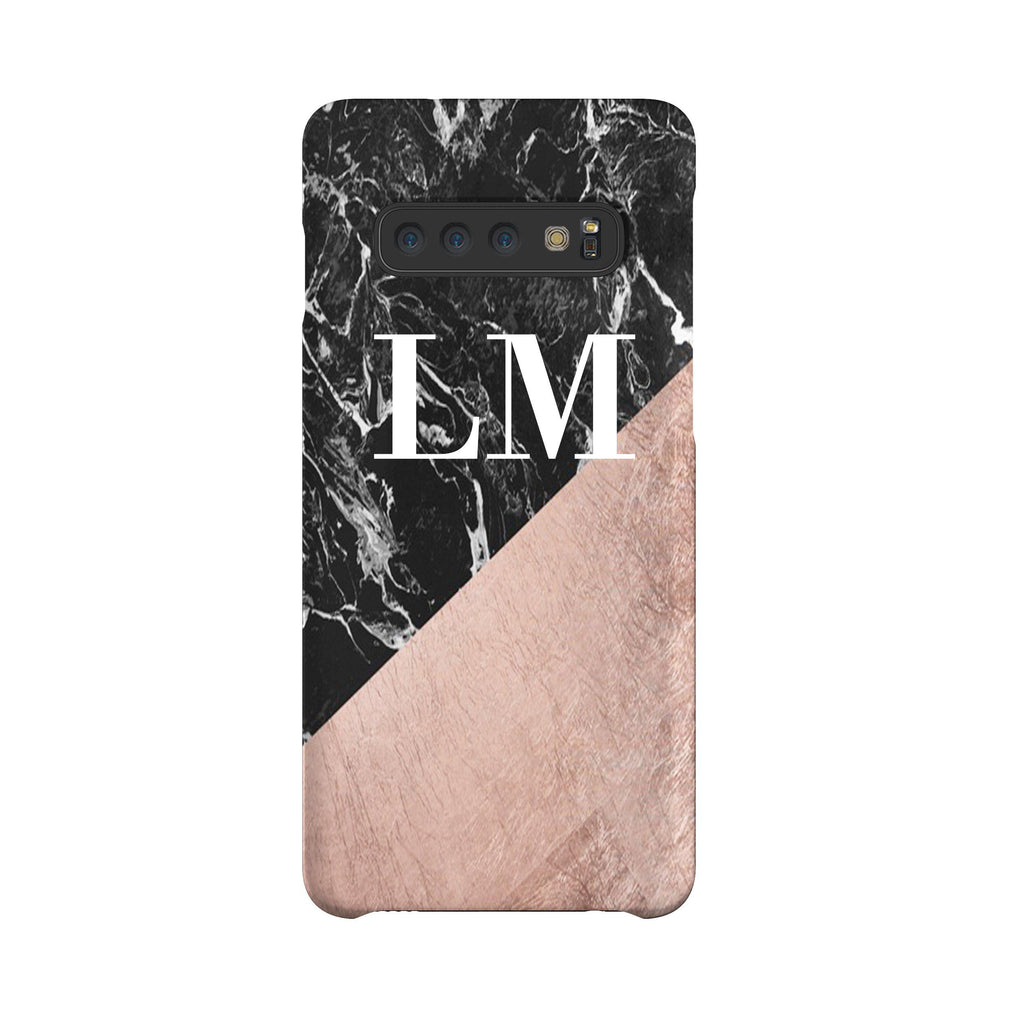 Personalised Black x Rose Gold Marble Samsung Galaxy S10 Case
