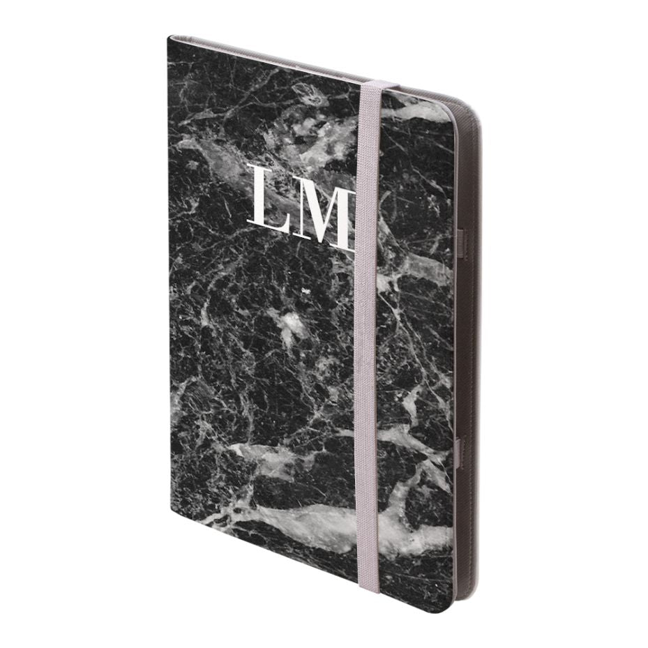 Personalised Black Stone Marble Initials iPad Pro Case