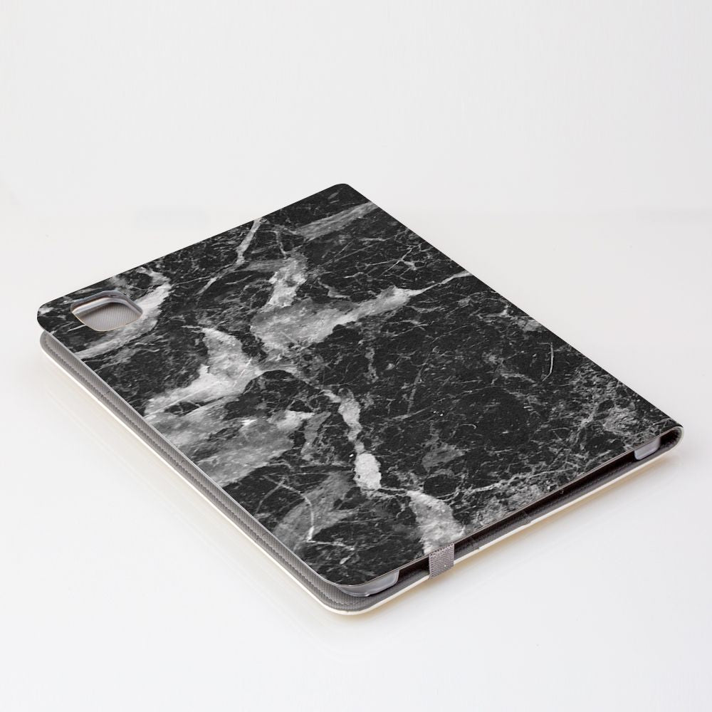 Personalised Black Stone Marble Initials iPad Pro Case