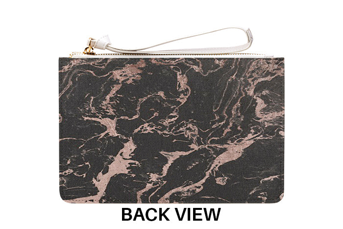 Personalised Black x Pink Marble Leather Clutch Bag