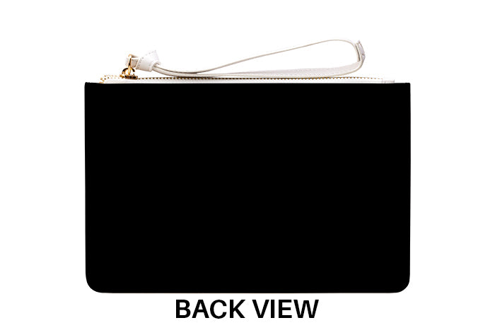 Personalised Black Leather Clutch Bag
