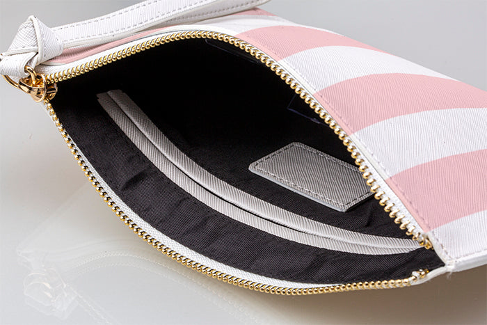 Personalised Bloom Stripes Leather Clutch Bag