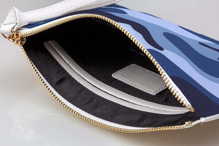 Personalised Cobalt Blue Camouflage Leather Clutch Bag