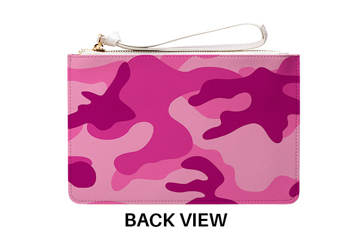 Personalised Hot Pink Camouflage Leather Clutch Bag