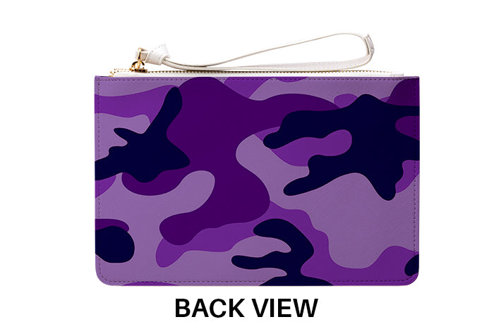 Personalised Plum Camouflage Leather Clutch Bag