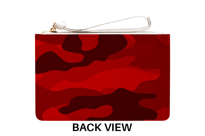 Personalised Red Camouflage Leather Clutch Bag