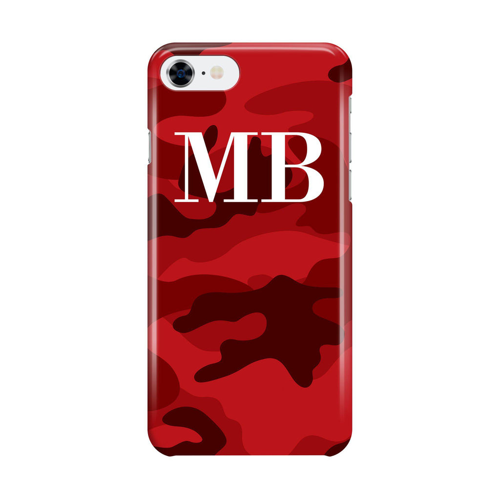 Personalised Red Camouflage Initials iPhone 8 Case