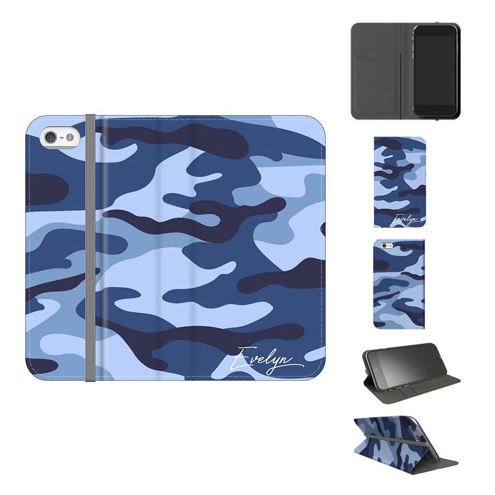 Personalised Cobalt Blue Camouflage initials iPhone 5/5s/SE (2016) Case