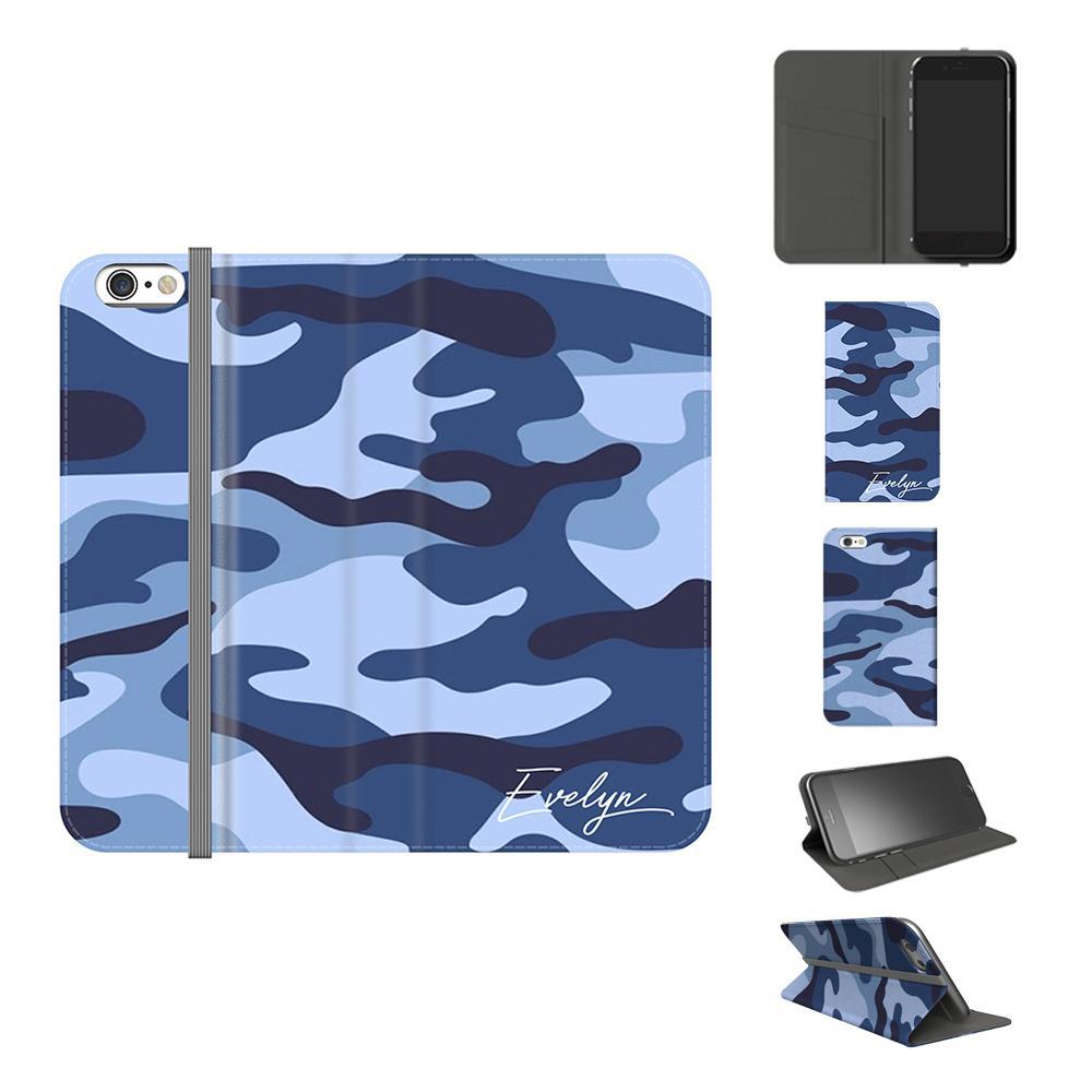 Personalised Cobalt Blue Camouflage Initials iPhone 6/6s Case