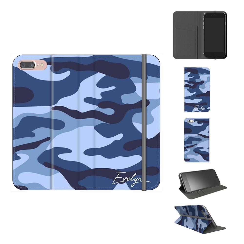 Personalised Cobalt Blue Camouflage Initials iPhone 7 Plus Case