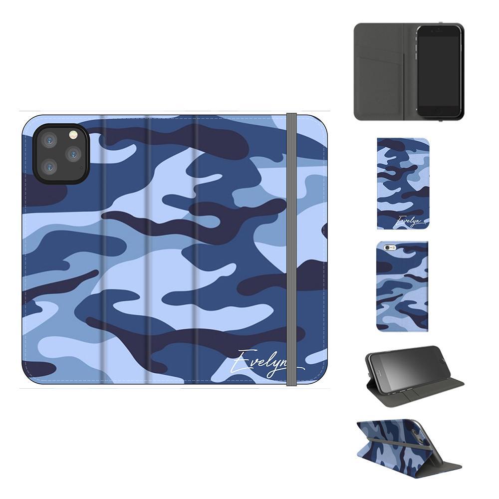 Personalised Cobalt Blue Camouflage Initials iPhone 12 Pro Case