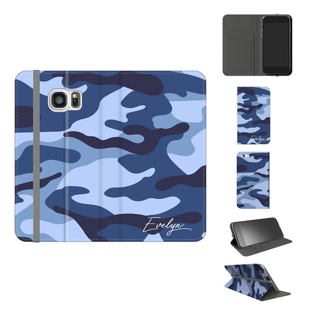 Personalised Cobalt Blue Camouflage Initials Samsung Galaxy S7 Case