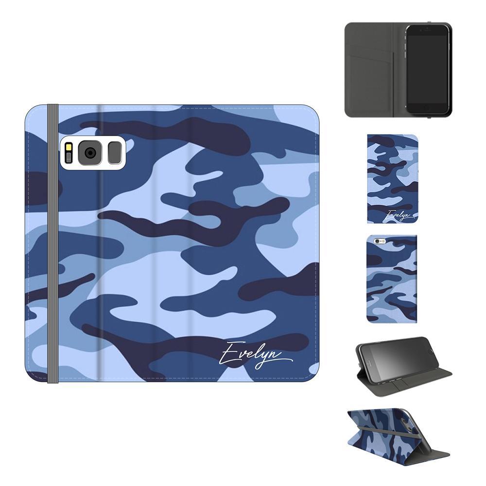 Personalised Cobalt Blue Camouflage Initials Samsung Galaxy S8 Case