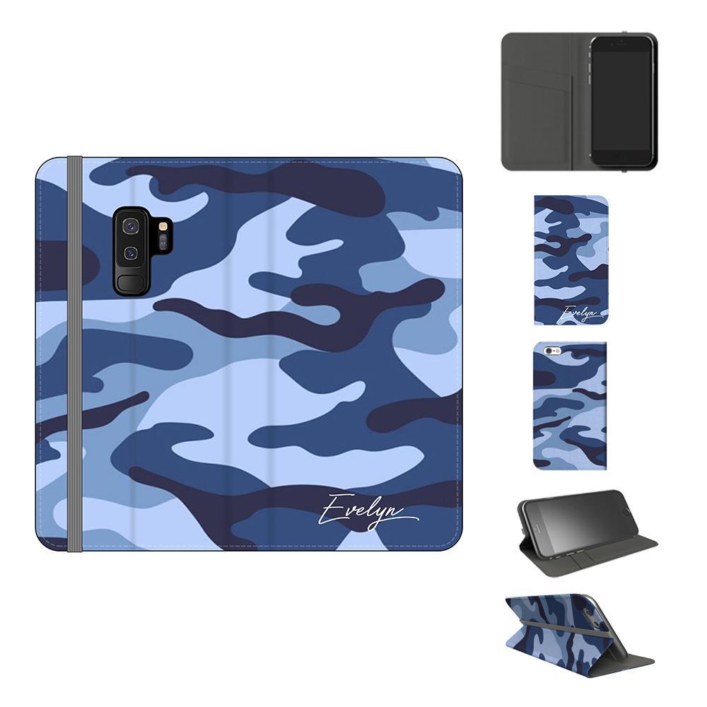Personalised Cobalt Blue Camouflage Initials Samsung Galaxy S9 Plus Case