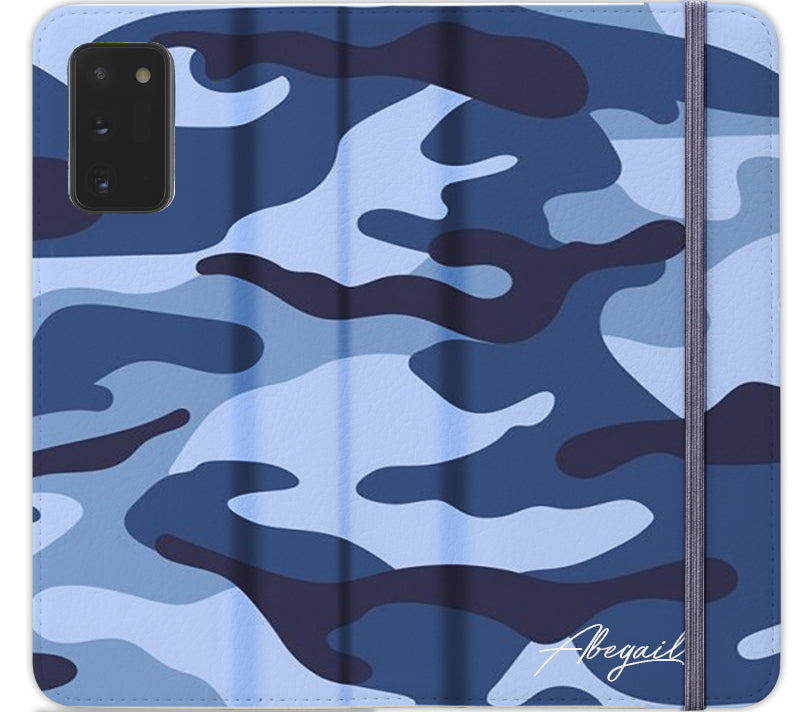 Personalised Cobalt Blue Camouflage Initials Samsung Galaxy Note 20 Case