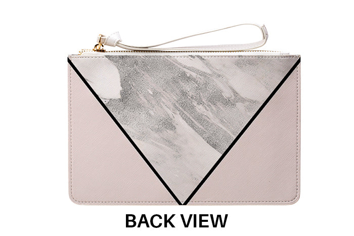 Personalised Pink x Castello Marble Contrast Leather Clutch Bag