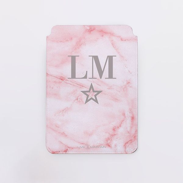 Personalised Cotton Candy Star Marble Initials Saffiano Leather Tablet/Laptop Sleeve