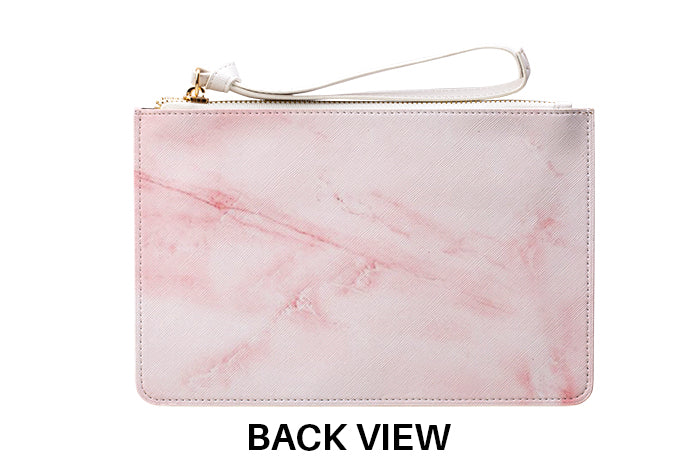 Personalised Cotton Candy Marble Leather Clutch Bag