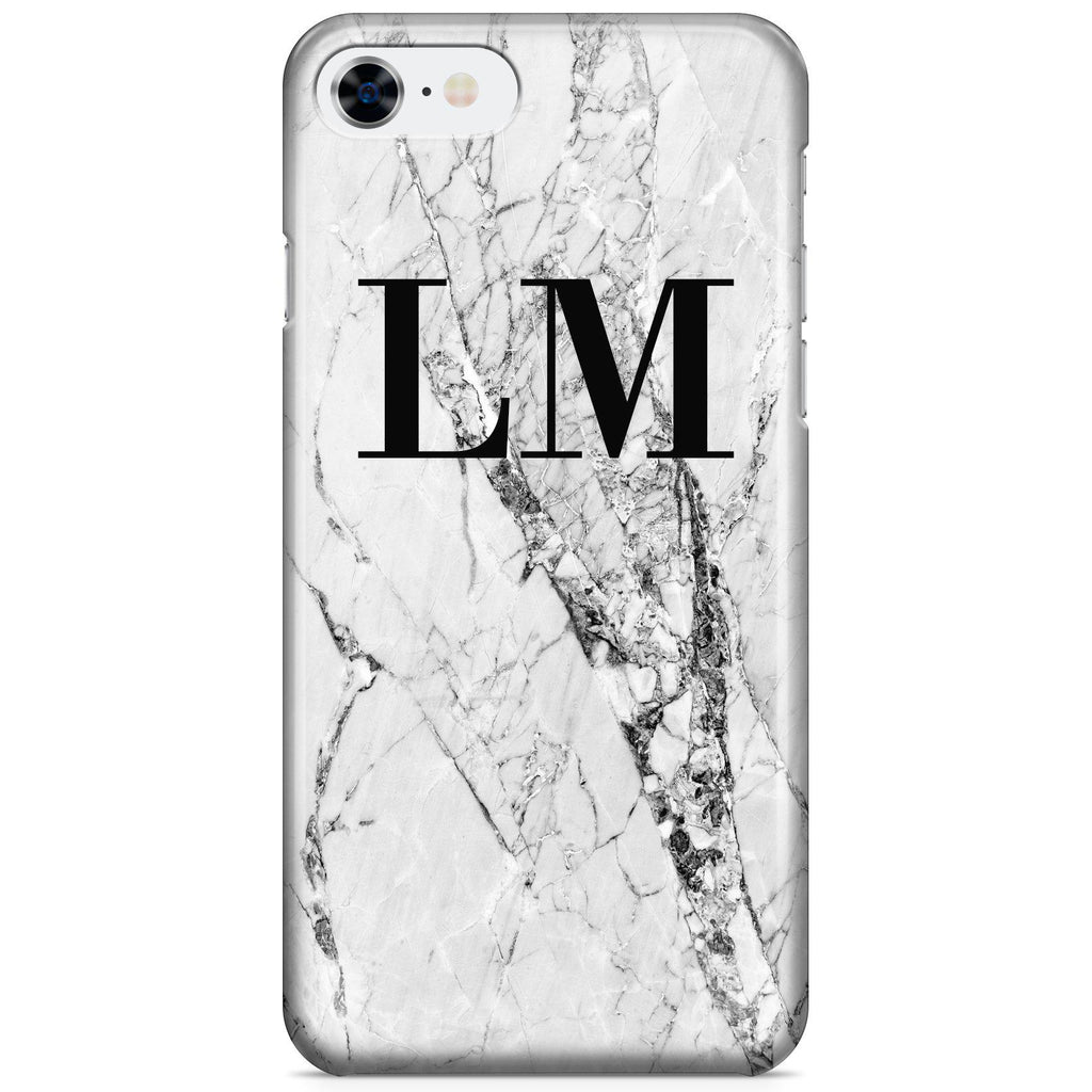 Personalised Cracked White Marble Initials iPhone SE Case