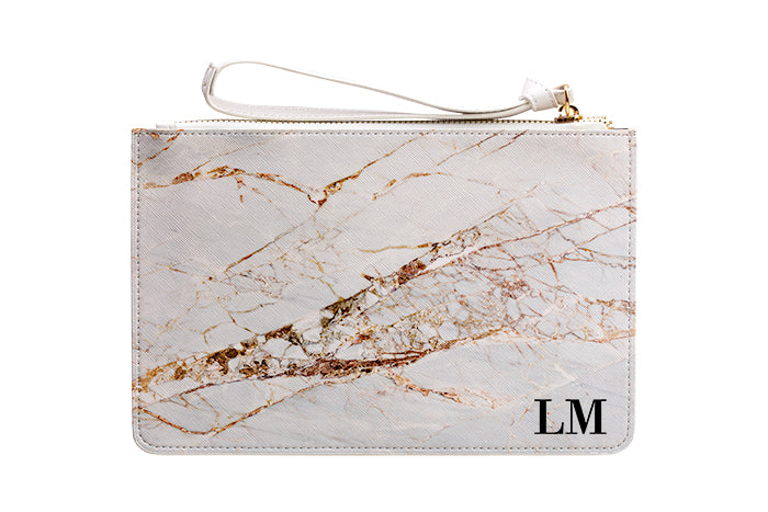 Personalised Cracked Marble Leather Clutch Bag