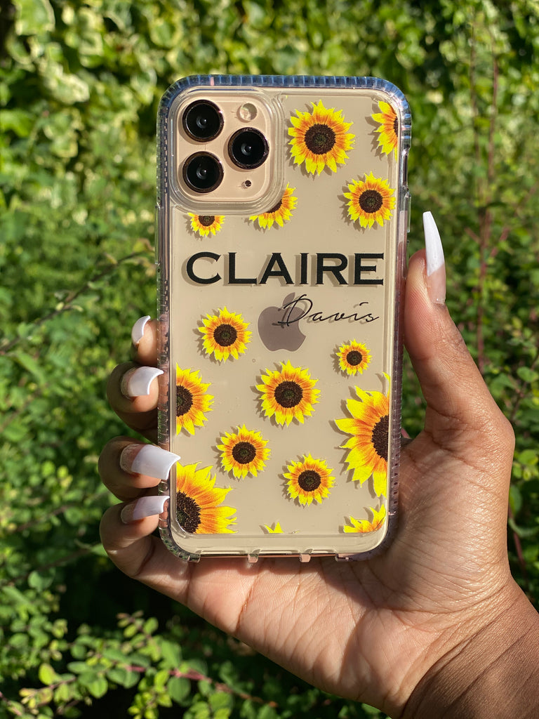 Personalised Sunflower Name Samsung Galaxy Note 10 Plus Clear Case