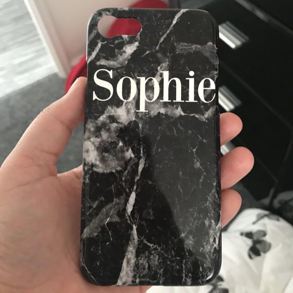 Personalised Black Stone Marble Initials iPhone X Case