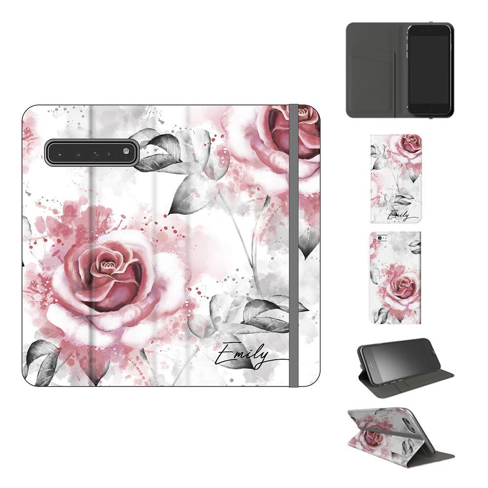 Personalised Floral Rose Initials Samsung Galaxy S10 5G Case