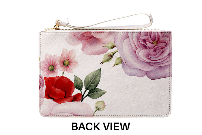 Personalised Floral Blossom Leather Clutch Bag