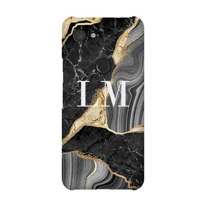 Personalised Black and Gold Marble Name Google Pixel 3a Case
