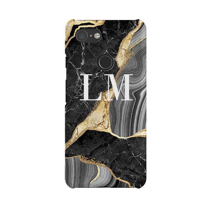 Personalised Black and Gold Marble Name Google Pixel 3 Case