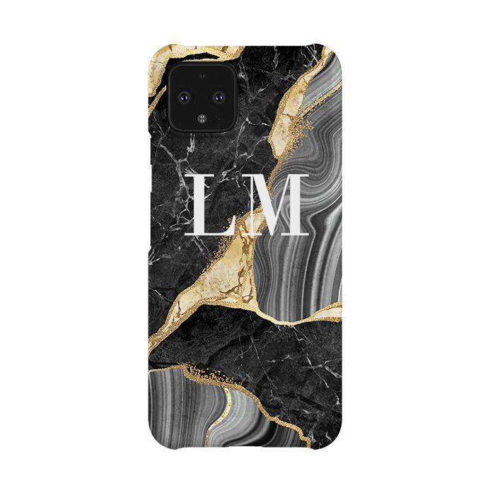 Personalised Black and Gold Marble Name Google Pixel 4 Case