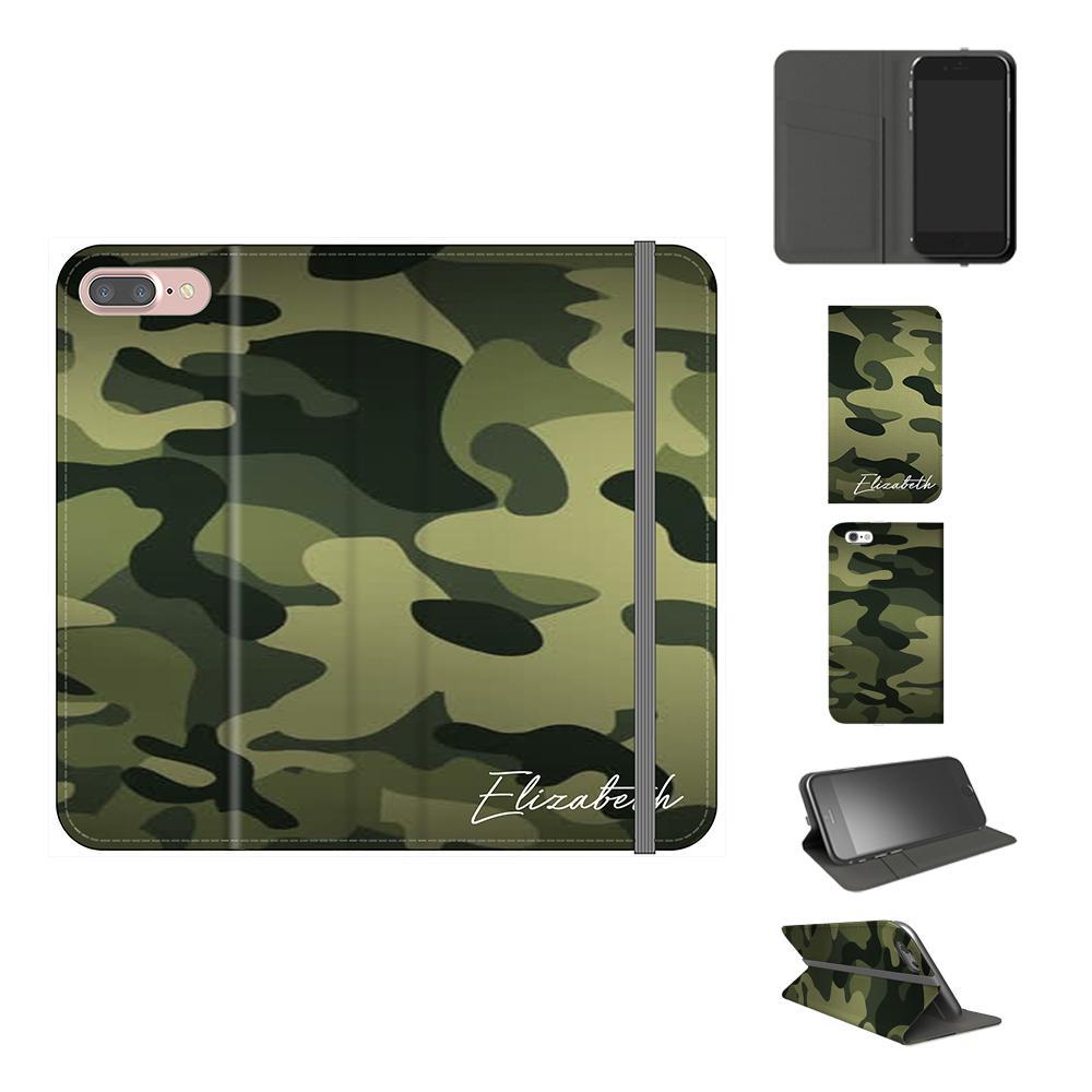 Personalised Green Camouflage Initials iPhone 8 Plus Case