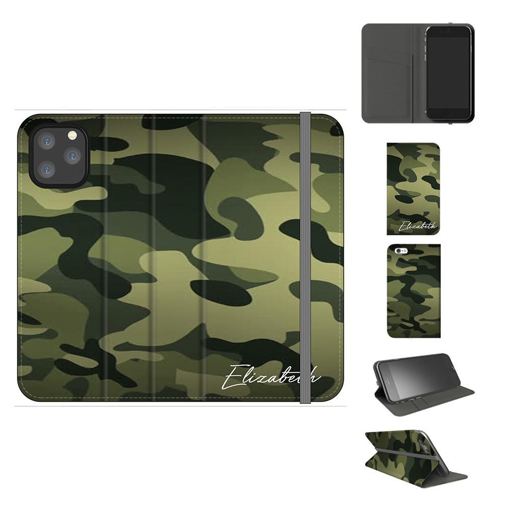 Personalised Green Camouflage Initials iPhone 11 Pro Max Case